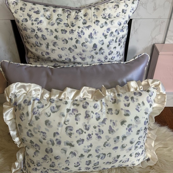Lilac Pearl Faux Leather Throw Pillows - Picture 5 of 14